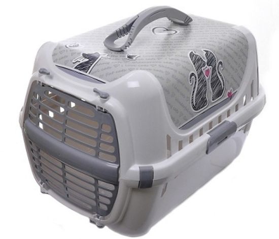 Модерна Переноска Влюбленные Коты, с пластиковой дверью, 5 кг, 49,4х32,2х30,4 см