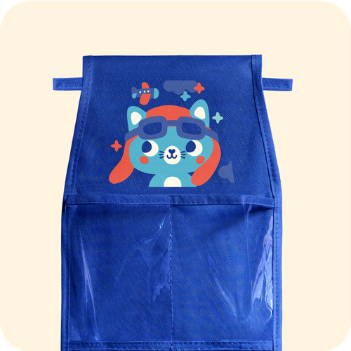 Кармашки для детского сада на липучке. Котик пилот