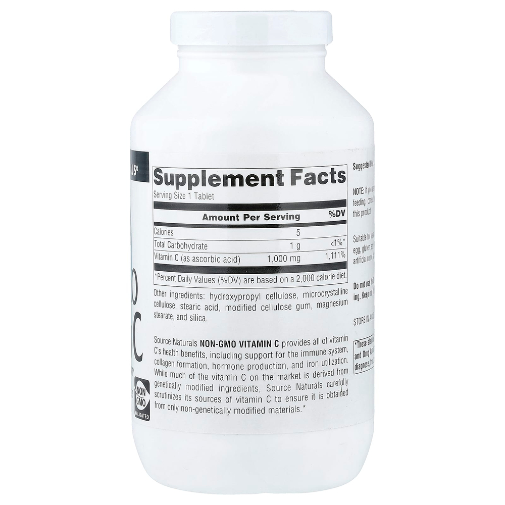 Source Naturals, Витамин С без ГМО, 1,000 мг, 240 таблеток