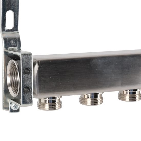 Коллектор Rommer 1"x3/4" на 12 контуров для радиаторной разводки (нерж. сталь) RMS-4401-000012