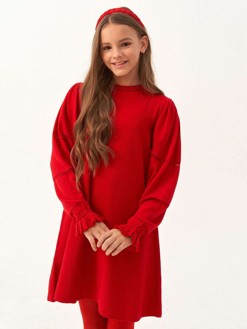 Платье для девочки с длинным рукавом AT1039 красный