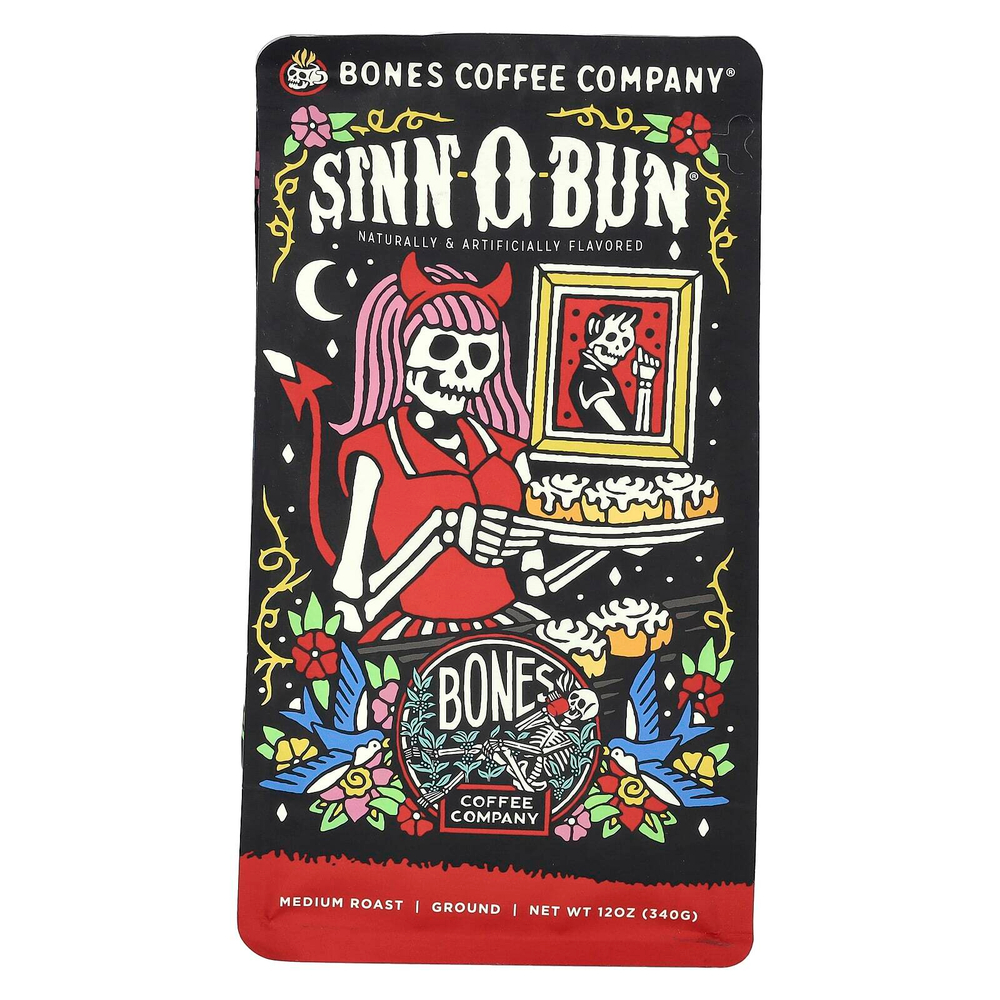 Bones Coffee Company, Sinn-O-Bun, молотый, средняя обжарка, 340 г (12 унций)