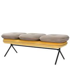 Банкетка Pea, велюр, бежевая/желтая