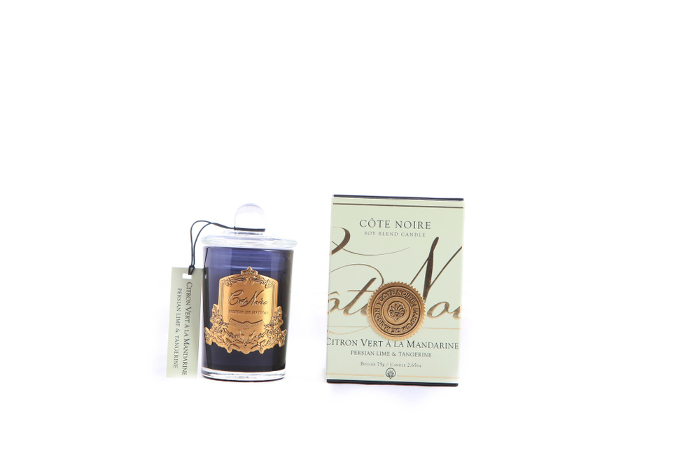 Свеча 75г в черном стаканчике с золотым декором Cote Noire Citron Vert
