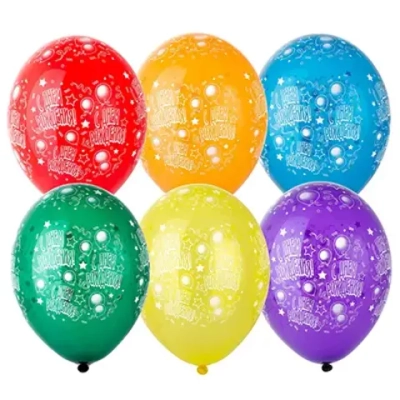 Воздушный Шар "С Днем Рождения!" шелк кристалл 14"/36см уже с гелием и обработкой Hi-float