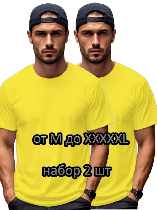 Футболка Взрослая.Премиум однотонная.Набор 2 шт