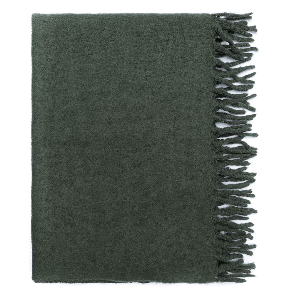 Плед мохеровый хвойно-зеленого цвета из коллекции Essential, 130х180 см