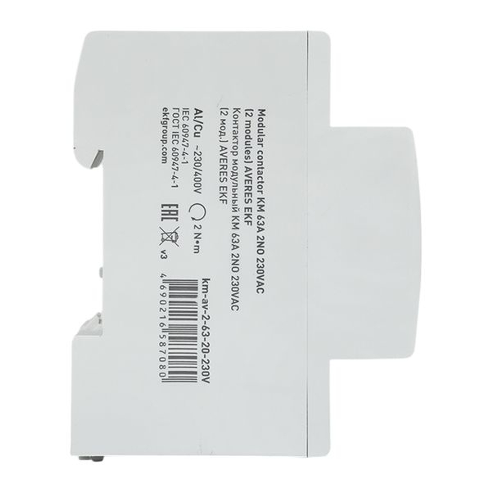 Контактор модульный КМ 63А 2NO 230В АС (2 мод.) AVERES EKF