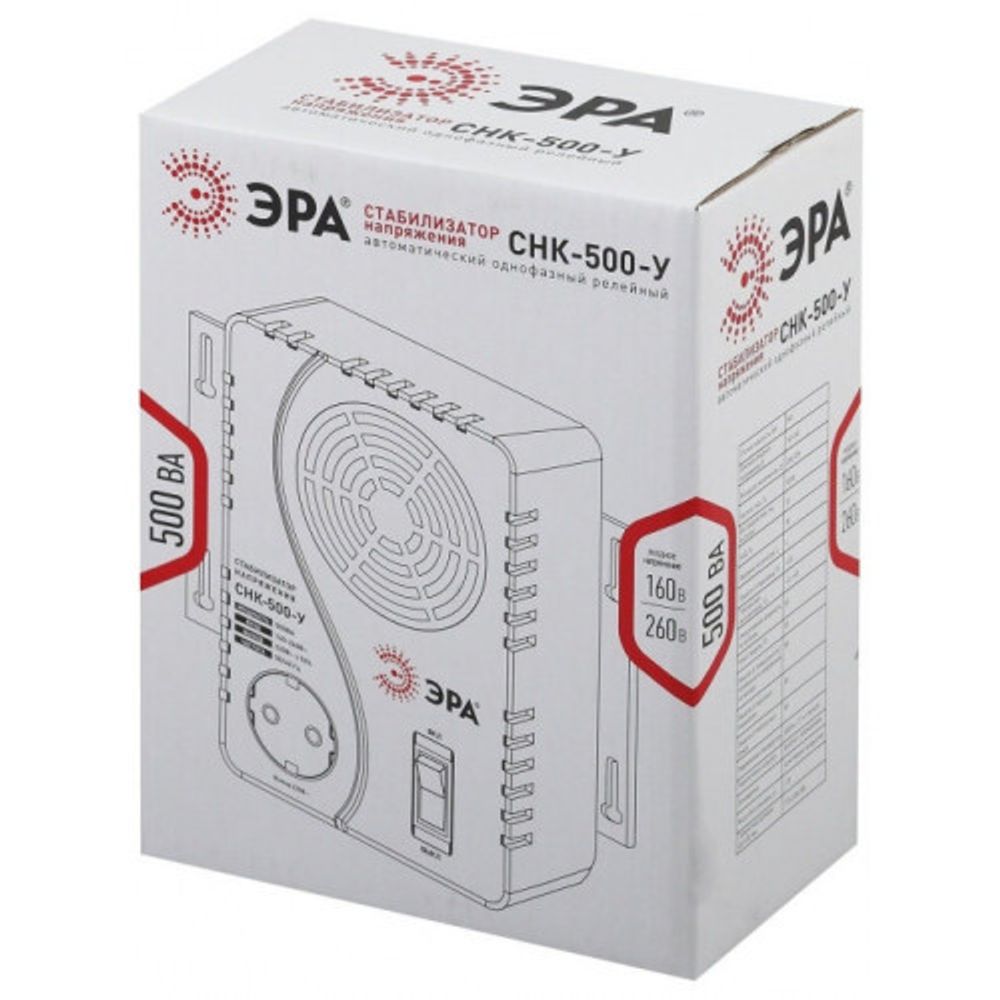 СНК-500-У ЭРА Стабилизатор напр. компакт, универс., 160-260В/220В, 500ВА