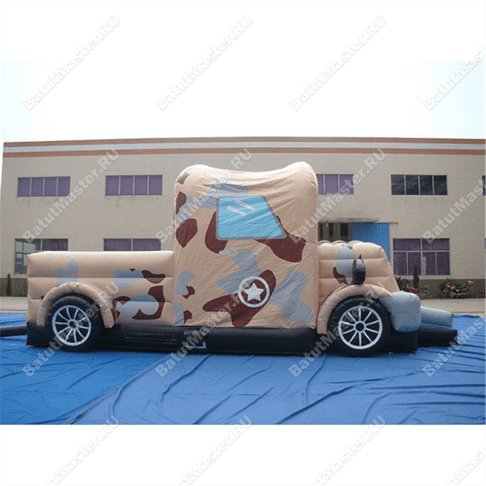 Коммерческий надувной батут "Военный автомобиль"