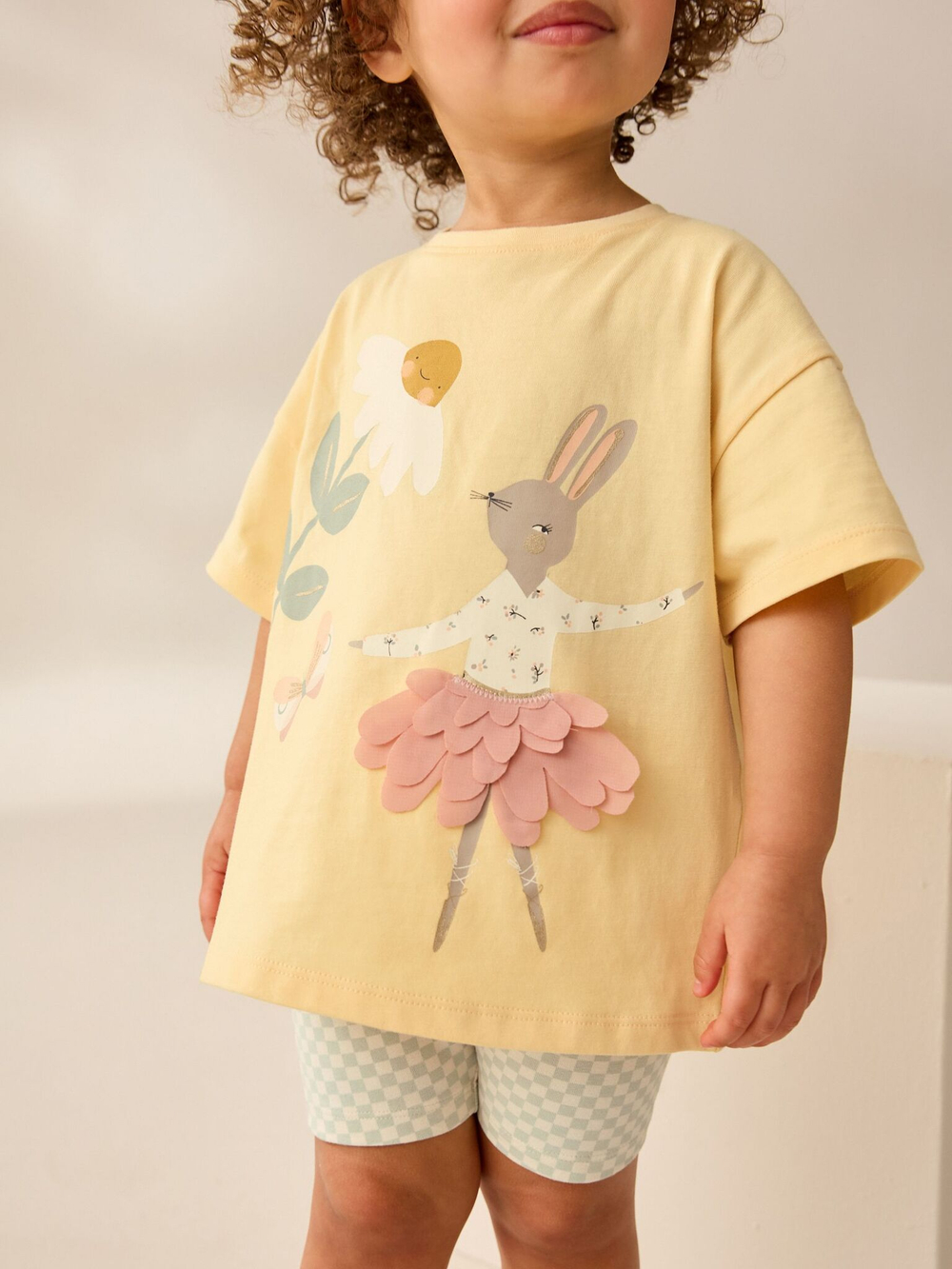 Футболка и шорты в комплекте для девочки Next AD5-475, Светло-желтый, Голубой