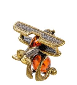 AM-2059 Фигурка «Самолет-кукурузник» (латунь, янтарь)