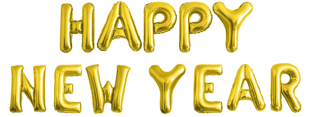 Набор букв "Happy New Year" золото металлик 41 см