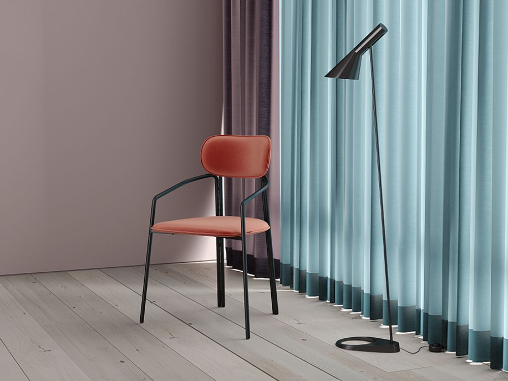 Стул Ror, Round, велюр, черный/темно-красный