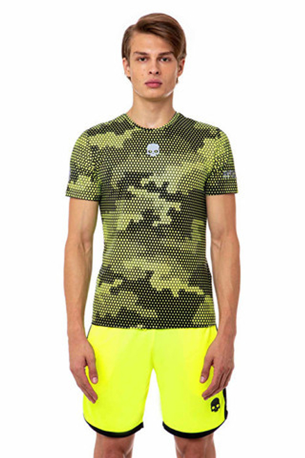 Мужская теннисная футболка Hydrogen Tech Camo Tee Man - черный, желтый