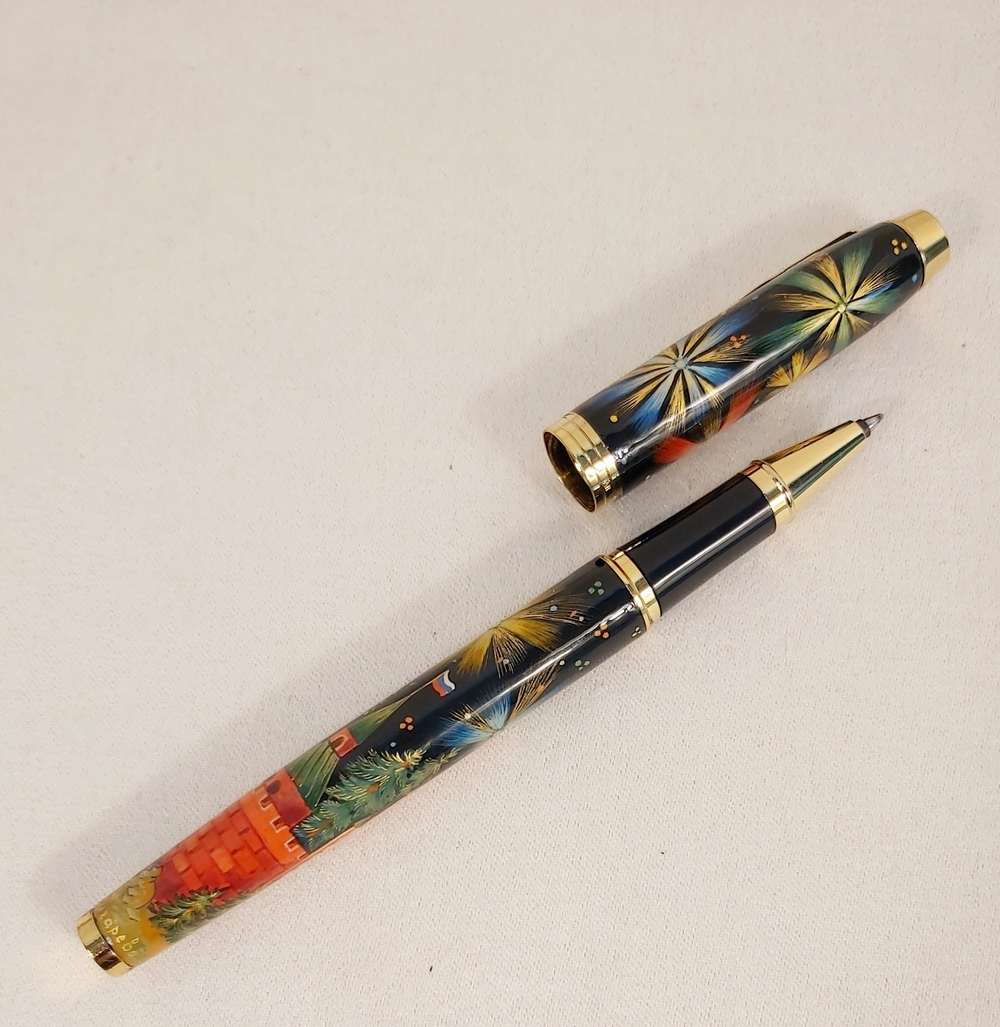 Ручка с ручной росписью Палех "Москва. Салют" в футляре