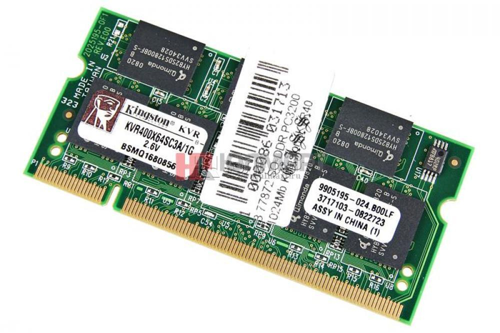Модуль памяти NBook SO-DDR 1Gb, 400Mhz, Kingston KVR400X64SC3A/1G