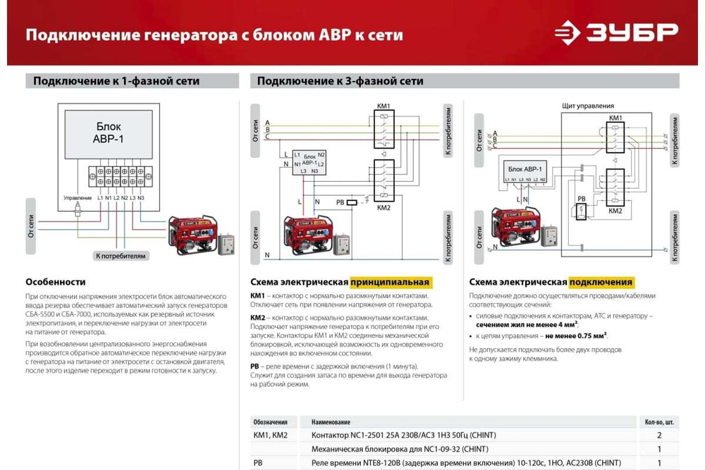 Бензиновый генератор ЗУБР 8000 Вт СБ-8000