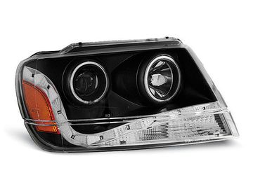 Передние фары Jeep Grand Cherokee WJ daylight black