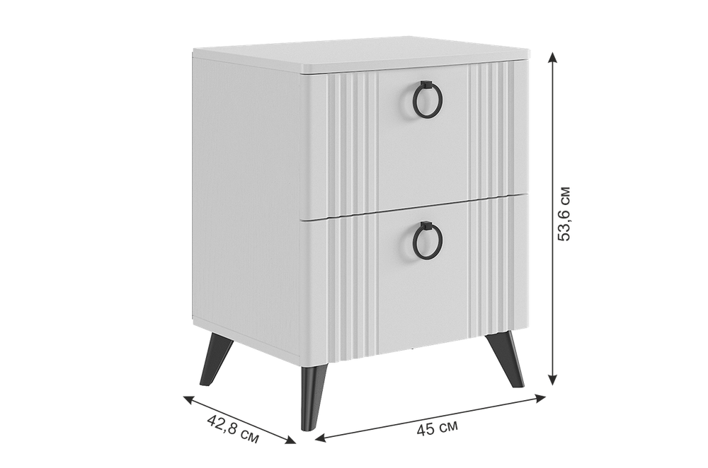 Тумба прикроватная "Ева" 2 (Белое дерево/Белый матовый)