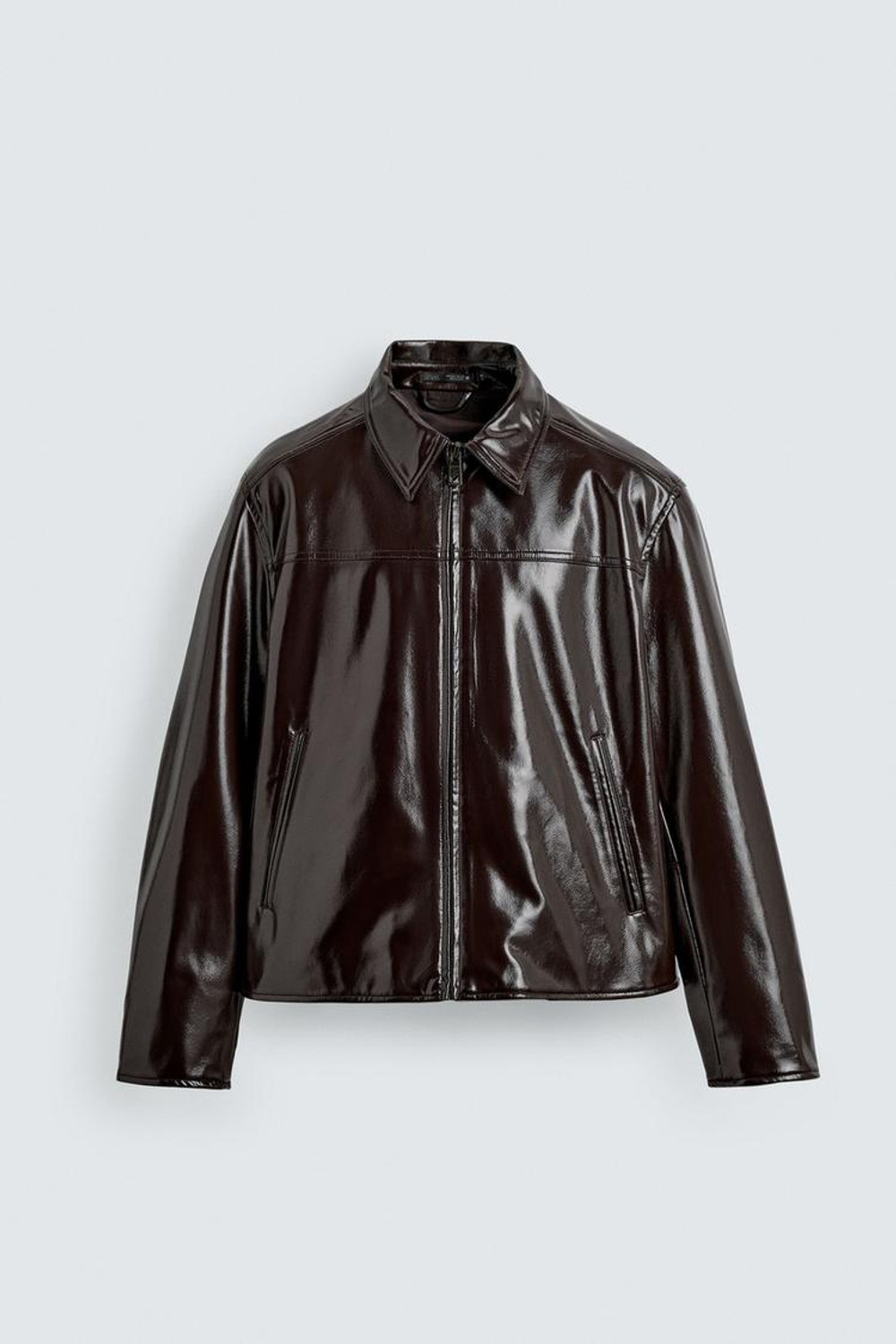 ZARA КУРТКА С ВИНИЛОВЫМ ПОКРЫТИЕМ, ВИННЫЙ