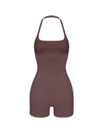 chocolate halter overall