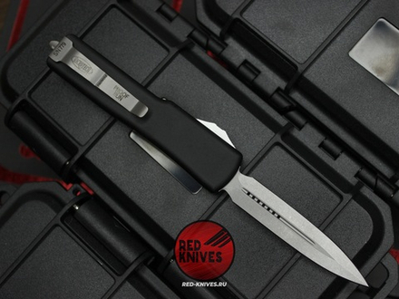 Нож Microtech UTX-70 A+++ D/E - клинок серый апокалиптик, рукоять черная