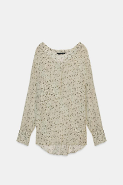 ZARA РУБАШКА ИЗ СТРУЯЩЕЙСЯ ТКАНИ С ПРИНТОМ — ZW COLLECTION, РАЗНОЦВЕТНЫЙ