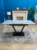 Кухонный раздвижной стол "Леон", металлик