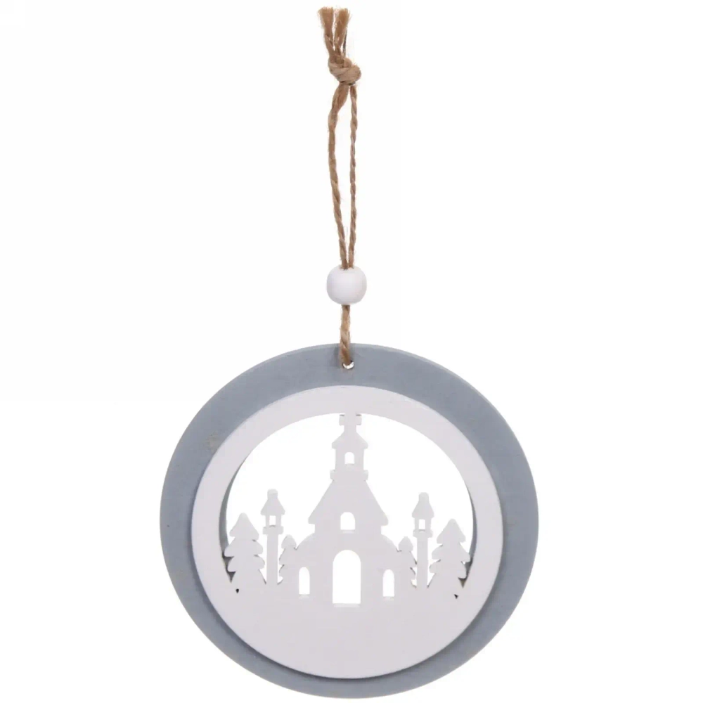Подвеска «Сказочный лес» 10 см, Серый/белый