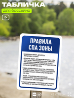 Табличка для бассейна "Правила спа-зоны", на пляж, для общественной и частной зоны отдыха, информационная, 40х30 см, Silver Plane x Айдентика Технолоджи