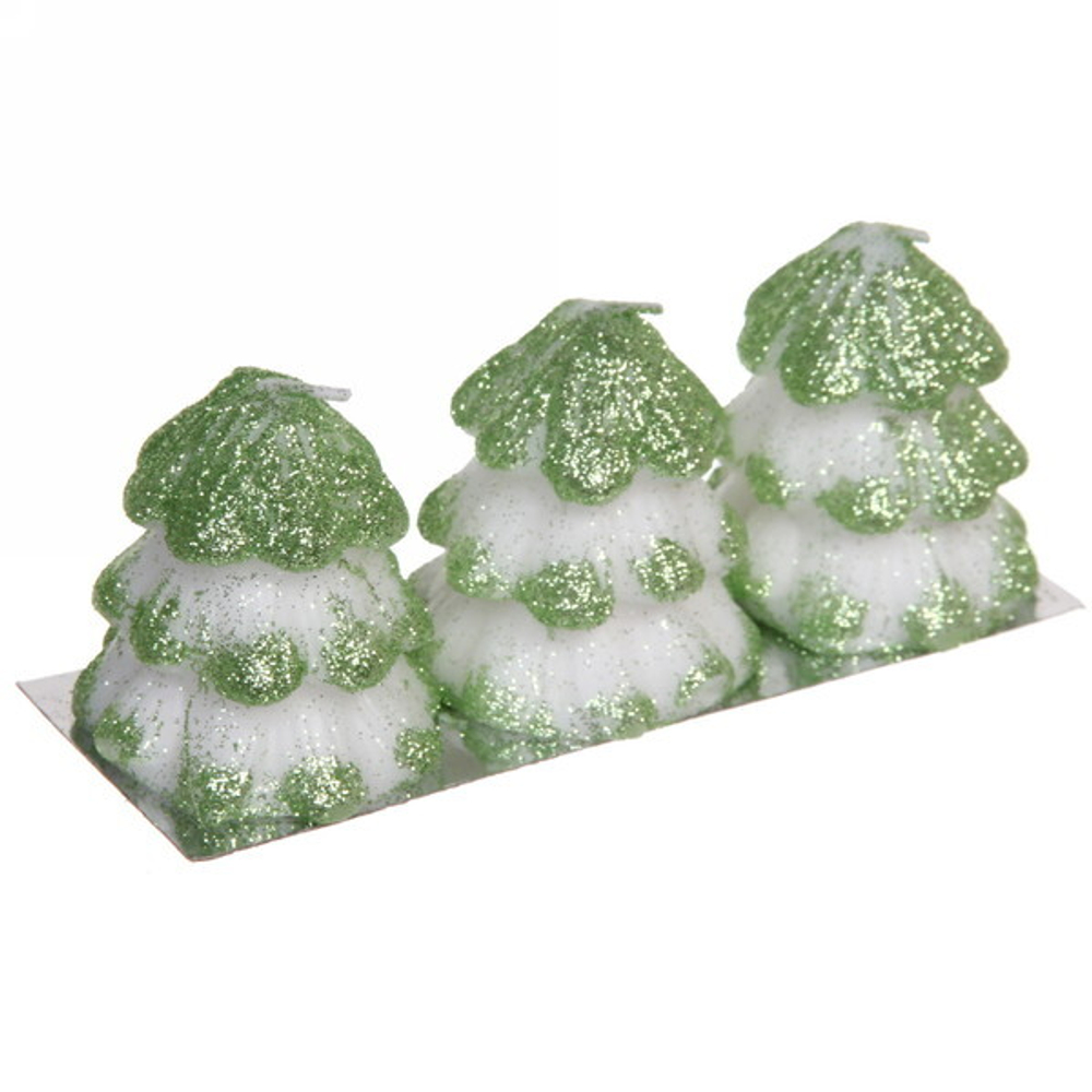 Свечи новогодние «Маленькая елочка» 5,2 см (набор 3 шт), зеленый