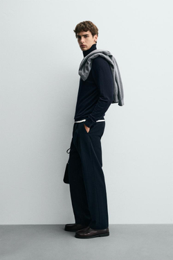 ZARA БАЗОВЫЙ ДЖЕМПЕР С ВЫСОКИМ ВОРОТНИКОМ, МОРСКОЙ СИНИЙ