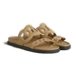 Hermes Extra comfortable Simple one-word slippers women's light brown, H222301Z VD