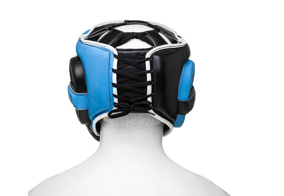 Шлем боксерский LEADERS LS MEX WAVE BK/LBL 1/2 ( кожа, черный/голубой)