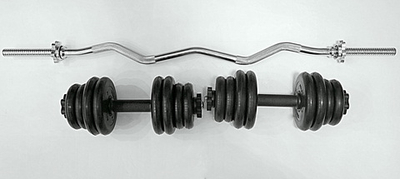 Комплект 2 гантели и гриф w-образный общий вес 40 кг арт3
