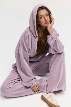 Худи на молнии из велюровой ткани пудрового цвета