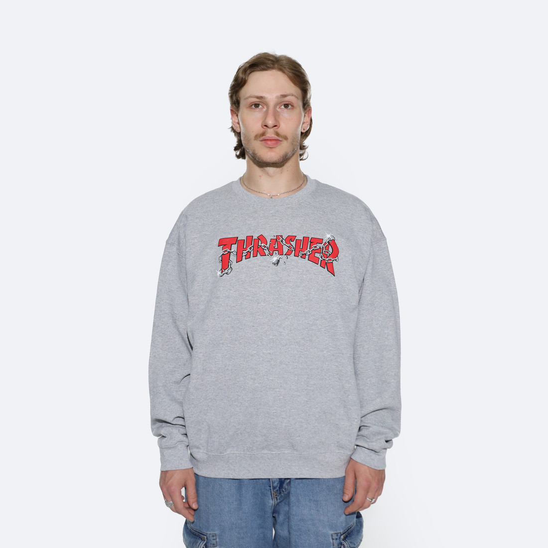 Купить Свитшот Thrasher Chains By Daniel Shepard Crewneck (sport grey)