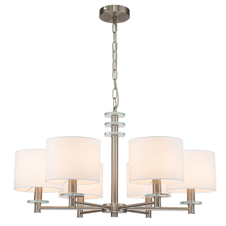 Подвесной светильник 6x60Вт E14, металл/ткань, сатин никель