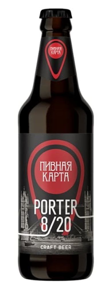 Белорусское пиво &quot;Пивная Карта. Porter 8/20&quot; 0,5л. Крыница - купить с доставкой на дом по Москве и области