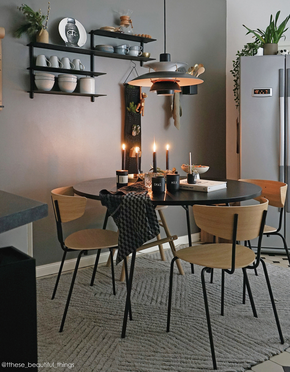 Шерстяной стираемый ковер Lorena Canals Black Chia L (170 x 240 см)