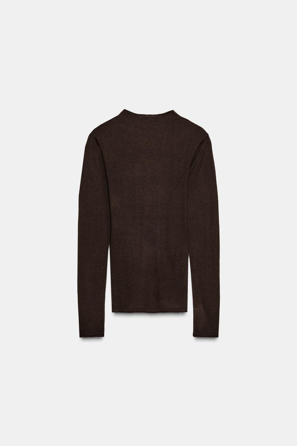 ZARA ТОП ИЗ ТОНКОЙ ШЕРСТИ И ШЕЛКА, КОРИЧНЕВЫЙ