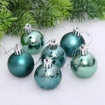 Новогодние шары 4 см (набор 6 шт) «Микс фактур», темный нефрит