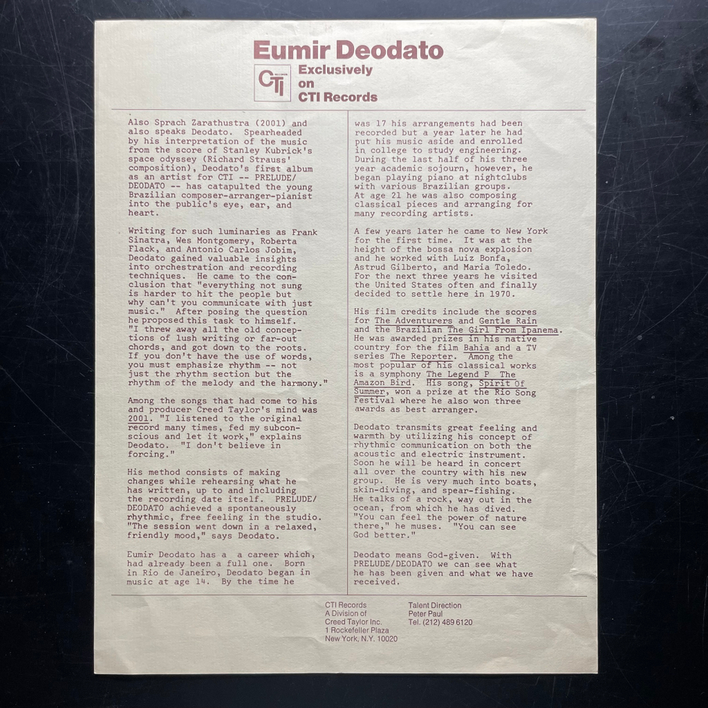 Deodato ‎– Prelude (США 1973г.)