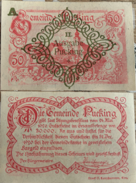 Австрия 50 геллеров 1920 Пукинг aUNC