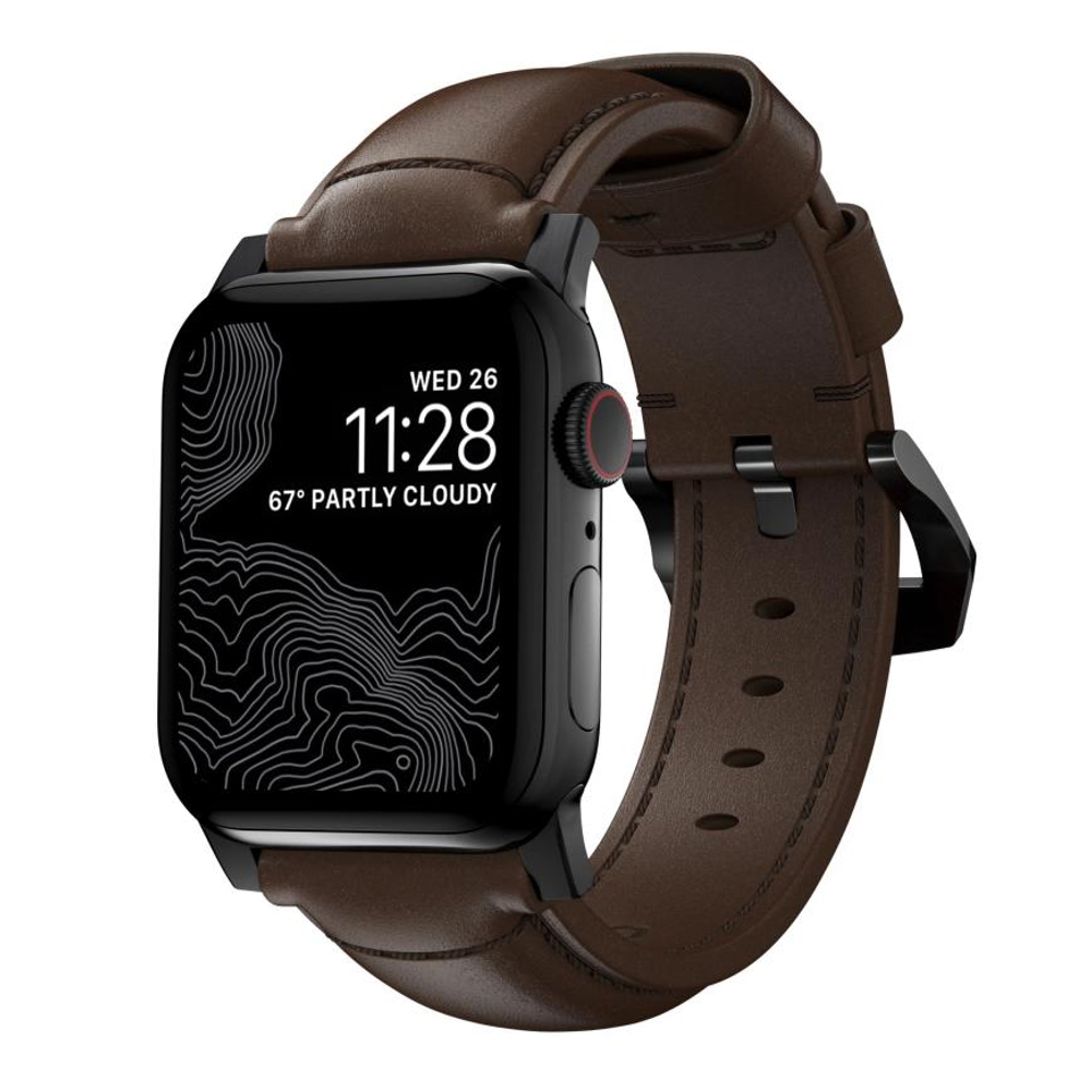 Кожаный ремешок Nomad Horween Traditional Band для Apple Watch 44, 45, 46 мм и Ultra 2–3 Ремешок из натуральной кожи Horween с классической застёжкой из нержавеющей стали