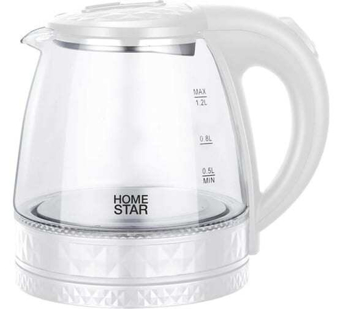 Чайник электрический 1,2л 1500вт диск стекло внутр подсветка бел 106464