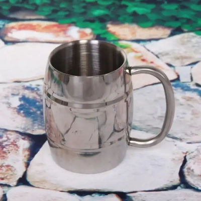 Кружка металлическая 250мл с двойными стенками Бочонок