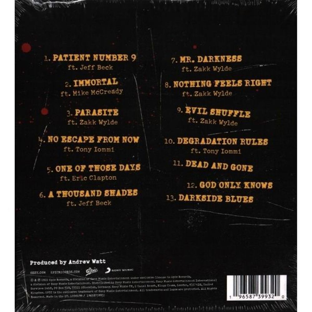 Ozzy Osbourne. Patient Number 9. Limited Edition, Oversized Softpack + Poster + Booklet (CD)