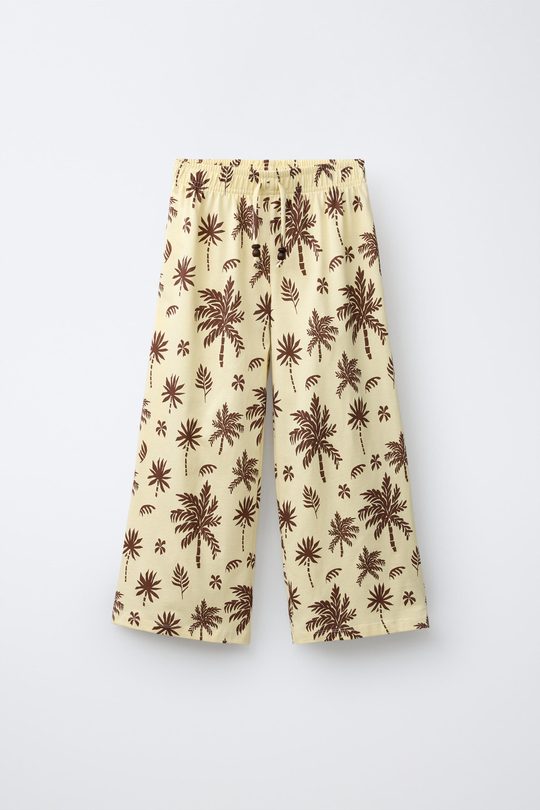 ZARA БРЮКИ WIDE LEG В ПОЛОСКУ, ЖЕЛТЫЙ
